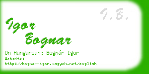 igor bognar business card