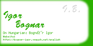 igor bognar business card
